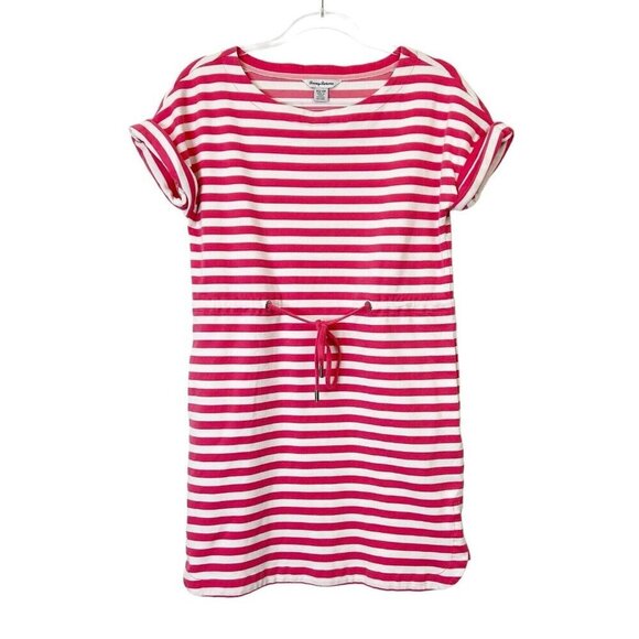 Tommy Bahama Pink Stripe Dress Womens Size XS Short Sleeve Drawstring - Picture 1 of 10
